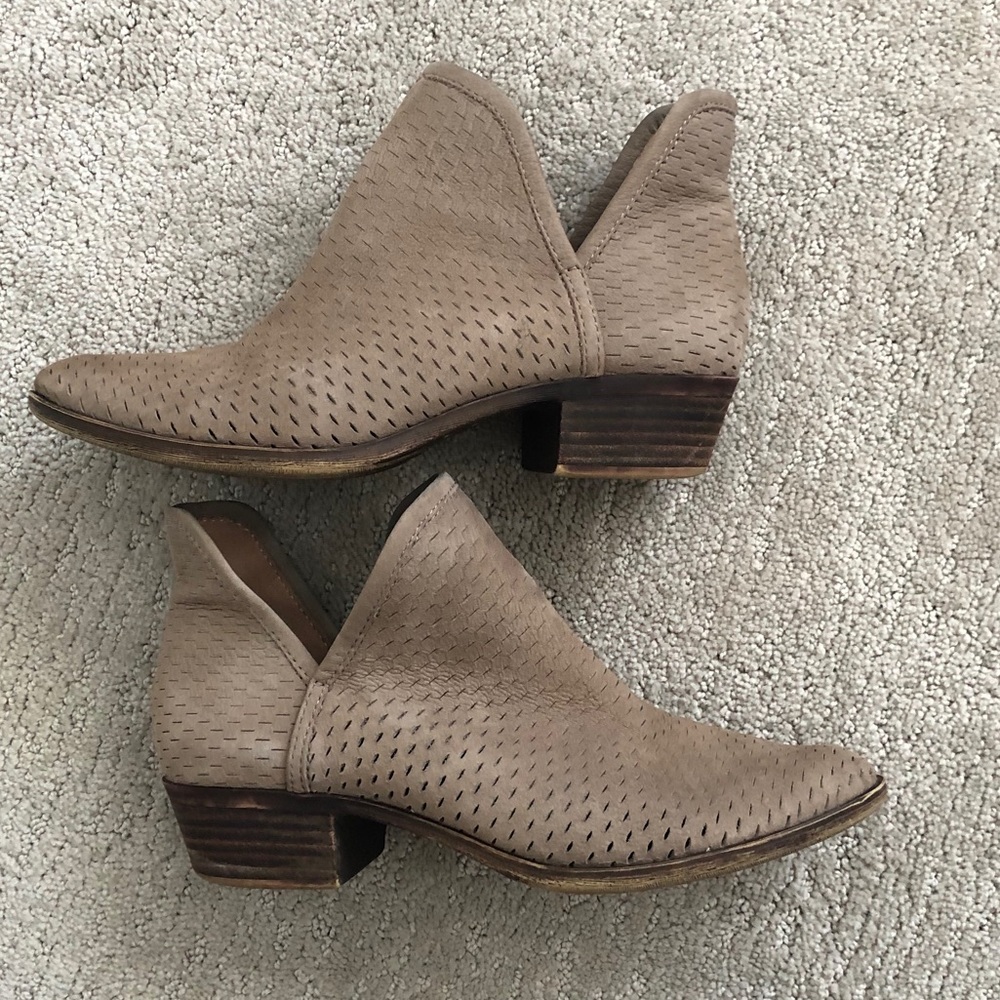 Lucky Women’s Side Cut-Out Taupe Booties